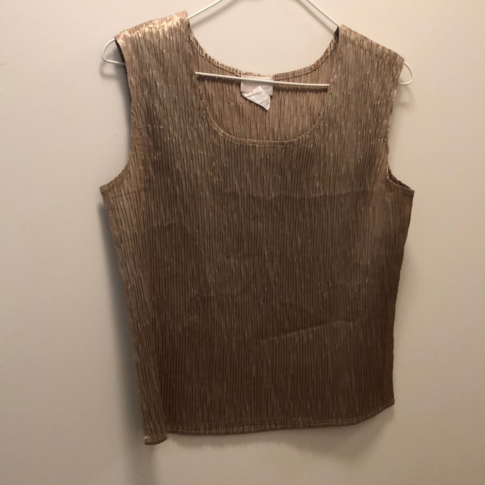 Brown and Gold Ribbed Tank Top